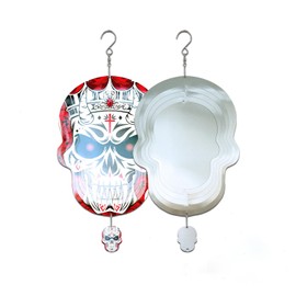 Wind Spinner 10-inch 3D Stainless Steel for Garden Decor, Skull Fever Sublimation - Worth Gift Holiday Decor GWS