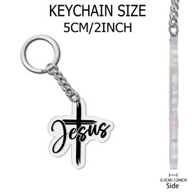 Jesus Cross Keychain - Inspirational Christian Faith Acrylic Keychain - Religious Gifts for Men & Women - Perfect for Church, Prayer, and Everyday Encouragement - Durable & Lightweight - 2 Inch