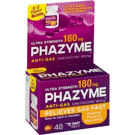 Phazyme Ultra Strength Gas and Bloating Relief | 180 Mg Simethicone | 48 FAST GELS