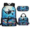 SCRAWLGOD Killer Whale Backpack with Lunch Box Kids Girls 8-12/10-12/6-8