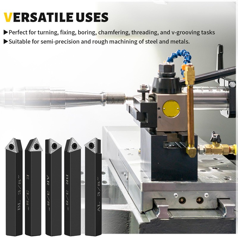 HAowosi Metal Lathe Cutting Tools,5 Sets of 3/8" Carbide Metal