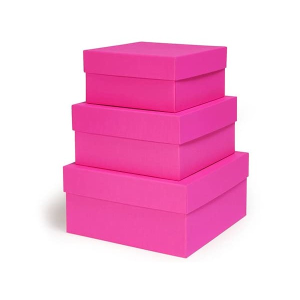 Barberrie Pink Nested Boxes, Large 3 Piece Set Holiday Birthday