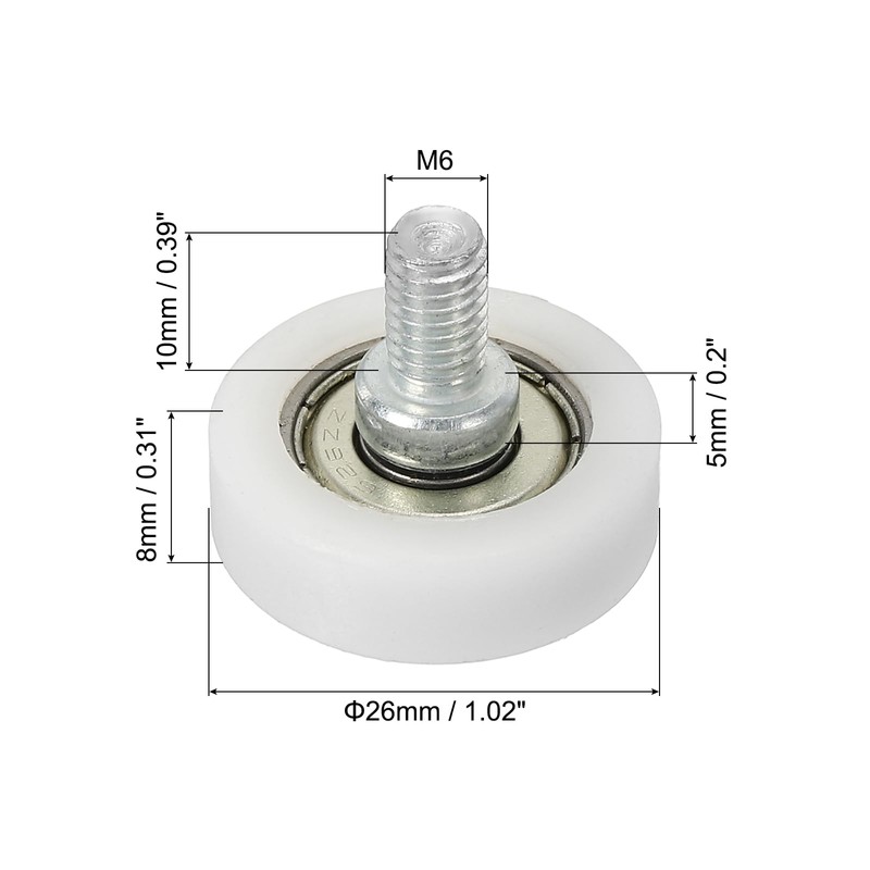 PATIKIL 26mm Drawer Rollers, 4 Pack Plastic Drawer Pulley Replacement