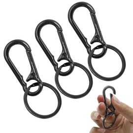 Pack of 3 carabiner key rings with 3 key rings, carabiner hook, small metal key carabiner, carabiner hook with swivel joint, key ring with carabiner for hanging in the backpack