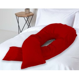 Red 12FT U Shape Pillow Cover Case Only- Pregnancy, Nursing & Maternity Long Full Body Pillowcase Cover, Protection from Anti Dust Mite & Anti Allergey