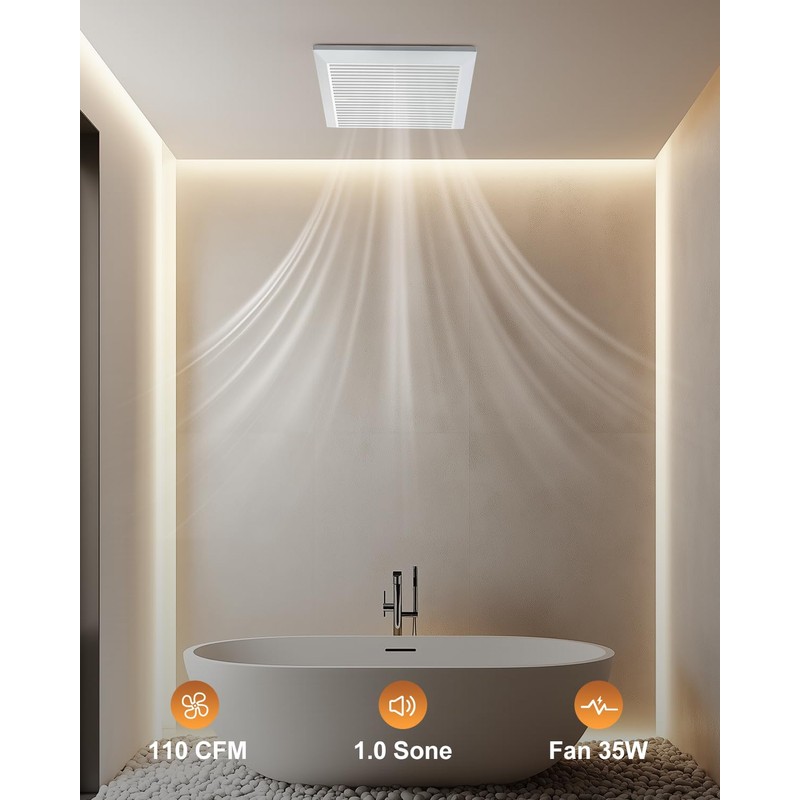 GROWNEER Bathroom Exhaust Fan, 110 CFM 1.0 Sone Bathroom Fan