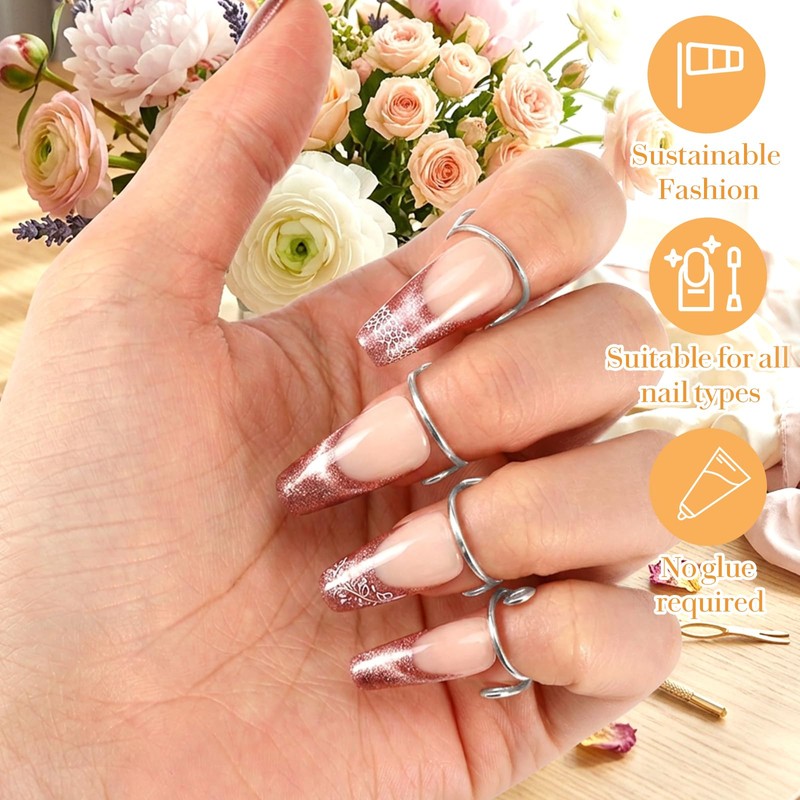 20 Pcs Wudu Nail Rings Set With 120 Adhesive Tabs(Silver)