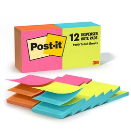 Pop-Up Refills, 3 x 3, 4 Alternating Neon Colors, 12 100-Sheet Pads/Pack