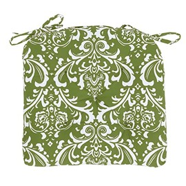 COZY TRENDS Handmade Cotton Chair Pads Cushions Seat Pad with Ties 16''x16'' for Dinning Kitchen Living Room Chairs Office Chair Bench Thick Reversible Damask Design U Shape (Sage)