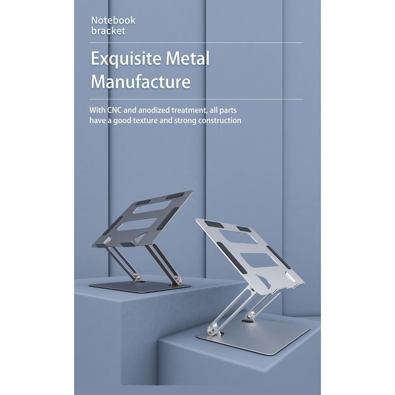 OneCut Adjustable Laptop Stand, Aluminium Alloy, Height-Angle Adjustable, Silver