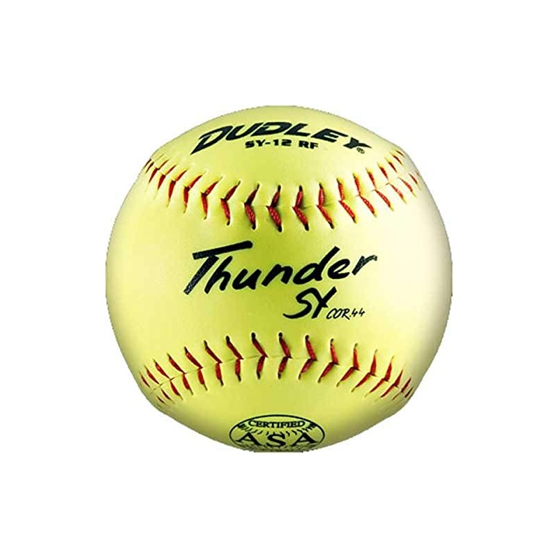 Dudley USSSA Thunder SY FP Yellow Synthetic Cover, Blue Stitch