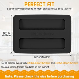 Toaster Cover 2 Slice, 2 Pack Toaster Covers, 6.22x4.09in Silicone Toaster Lid Bread Washable Machine Cover Toaster Oven Cover Kitchen Appliance Covers (Black, 4.09x6.22in)