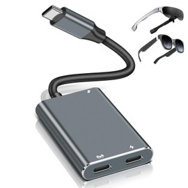 NCGGY XREAL Hub,Charge and Play Adapter,Power Your AR Glasses While Charging Your Source Device,Like SteamDeck,Swtch,ROG Ally, Phone 16 15 or Other USB C Interface Devices,4K@60Hz+65W Fast Charging