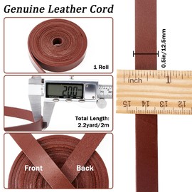 GORGECRAFT 12.5mm x 2m Flat Leather Cord Full Grain Buffalo Leather Strap 2mm Thick Cowhide Strips Braiding Thread Rope for Bracelets Necklace Jewelry Making Belts Boot Lace DIY Crafts, Coconut Brown