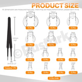 Rustark 211Pcs 14 Sizes 304 Stainless Steel E-Clip External Retaining Rings Assortment Kit, E Clip Circlip Rings E-Clips Retainer Circlip Rings Washers E-Clips Assortment Set for Gears Pulleys Axles
