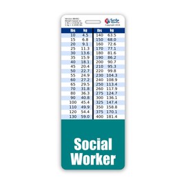 Social Worker Badge Buddy Vertical w/Height & Weight Conversion Charts (Oversized, Teal)