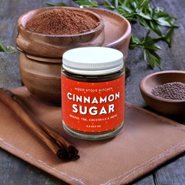 Wood Stove Kitchen - Cinnamon Sugar for Cooking, Baking, Beverages & Cocktail Rimmer - Flavored Sugar & Seasoning with Spice & Herbs - Sweeten and Flavor Coffee, Tea, Desserts & Baked Goods - 3.8 oz