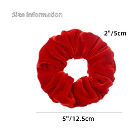 Pack of 2 Large Women Hair Bobbles Velvet Hair Scrunchies Rubber Bands Colourful Elastic Hair Bands for Girls Women Hair Accessories (Red)