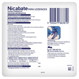 Nicabate Minis Lozenges 4mg Mint Quit Smoking 20 Lozenges