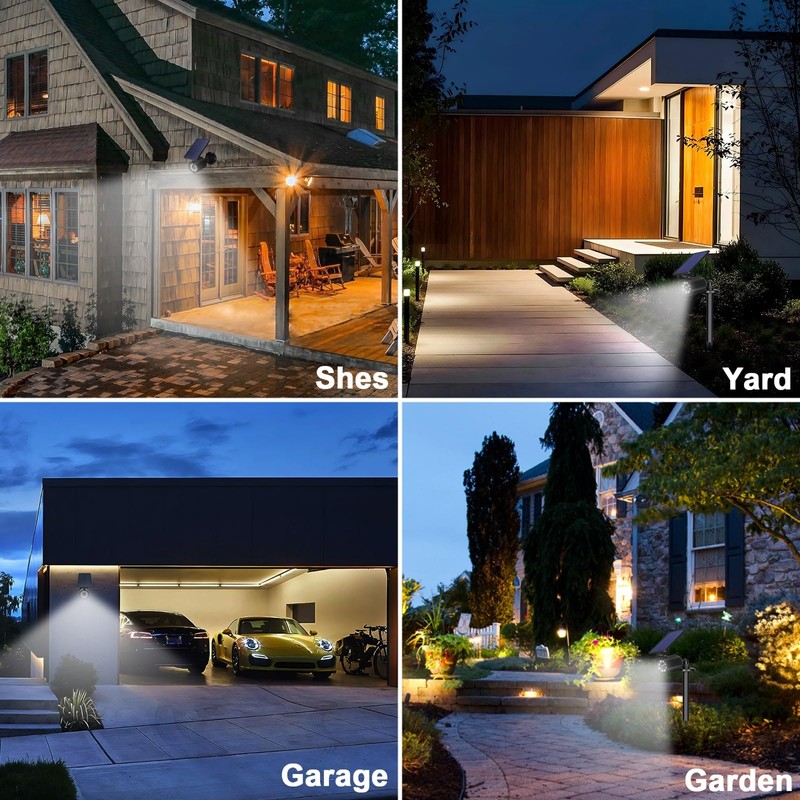 CAHOUGSMT Solar Motion Lights Outdoor 2000LM Security Flood Lights IP67