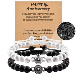 VU100 Couples Gifts, Matching Couples Bracelets Gifts for Him Her I Love You 100 Languages Projection Bracelet Christmas Birthday Valentines Day Gifts for Boyfriend Girlfriend Wife Husband