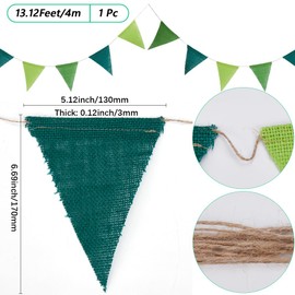 SOFPLATE 26 Feet St Patricks Day Burlap Banner Green Triangle Pennant Banner Flag Spring Holiday Bunting Garland for Wedding Birthday Party Home Outdoor Camping Garden Hanging Festival Decorations