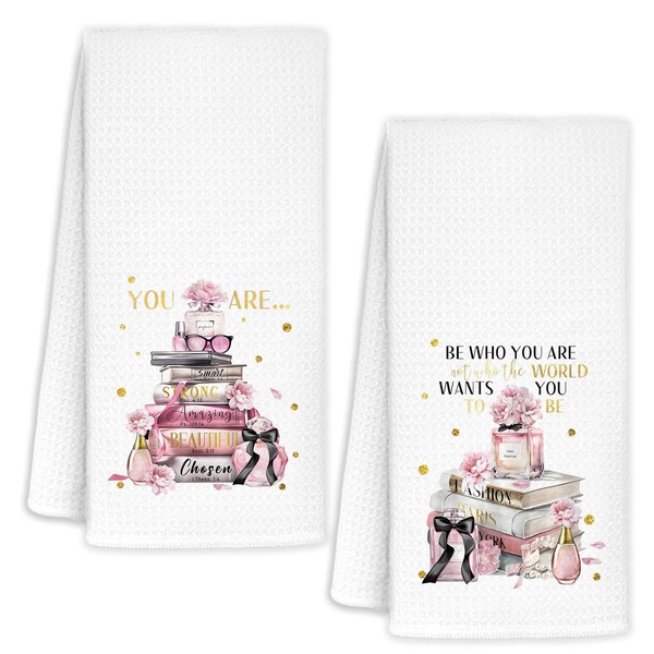 YTRGI Coquette Bow Glam Perfume Books Bathroom Hand Towels Set