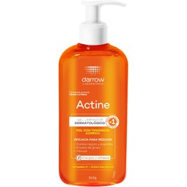 Darrow Actine Gel Limpiador Facial Dermatológico con Vitamina C y acido salicilico, para Piel Grasa y con Tendencia Acneica, Elimina el Brillo del Rosto y Refresca, Ideal para Skincare Diario, 240g