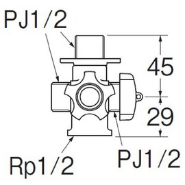 SANEI JB41JK-13 Drain Cross Branch Valve 3-Way Splitter