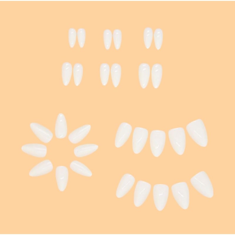 24Pcs Oval False Nails, White Short Acrylic Full Cover Press