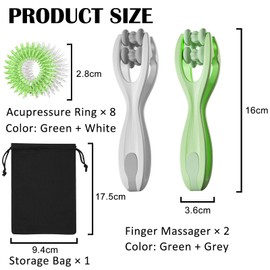 NICEIN 2 Stück Hand-und Fingermassagegerät, Double Roller Handmassagegerät, Finger Massageringe, Mini Handmassagegeräte, Finger Massage Massageroller (Grau+Grün)