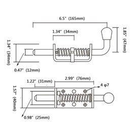 LGEGE Spring Loaded Latch - 2 Pack Heavy Duty Stainless Steel Faster Locking Bolt Lock for Door Shed Gate or Tailgate Trailer Garage