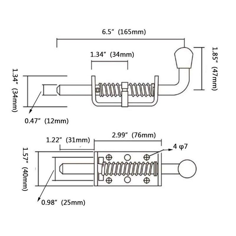 LGEGE Spring Loaded Latch - 2 Pack Heavy Duty Stainless