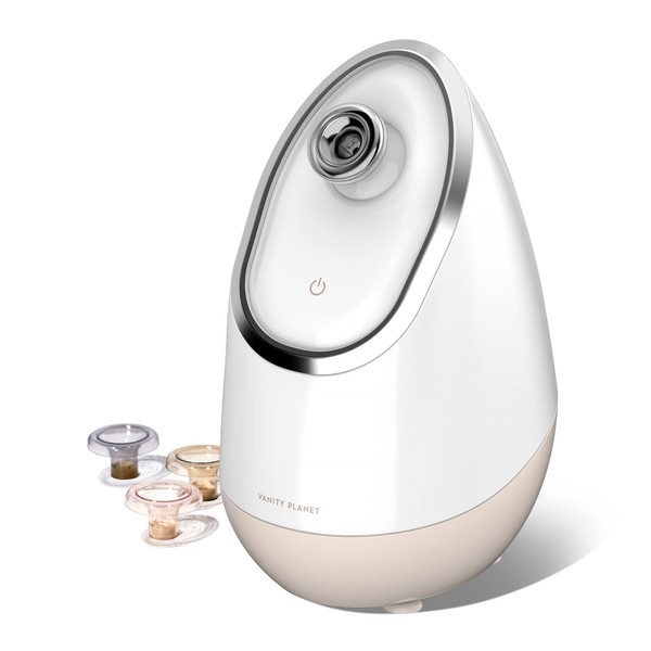 Vanity Planet Aira Ionic Facial Steamer (Rose Gold) - Pore Cleaner That Detoxifies, Cleanses and Moisturizes - Adjustable Nozzle, Water Tank with 3 Essential Oil Baskets