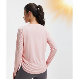 Libin UV Protection Shirts for Women UPF 50+ Long Sleeve Sun Shirts Rash Guard Lightweight Quick Dry Hiking Outfits for Outdoor Active Workout Running Exercise, Pink, M