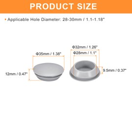QUARKZMAN 5 Stück Silikonstopfen, Gummistopfen Runde Einrastlochstopfen für 28-30mm Loch, Lochstopfen Wasserdichter Lochstopfen für Metallrohr, Möbel Endkappen Einsätze, Grau