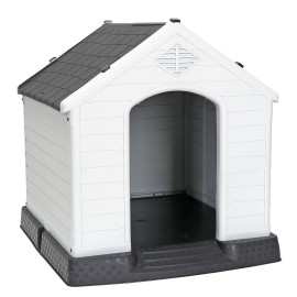 Segawe 32Inch Dog House Outdoor Durable Ventilate Waterproof Pet Plastic Dog House Grey