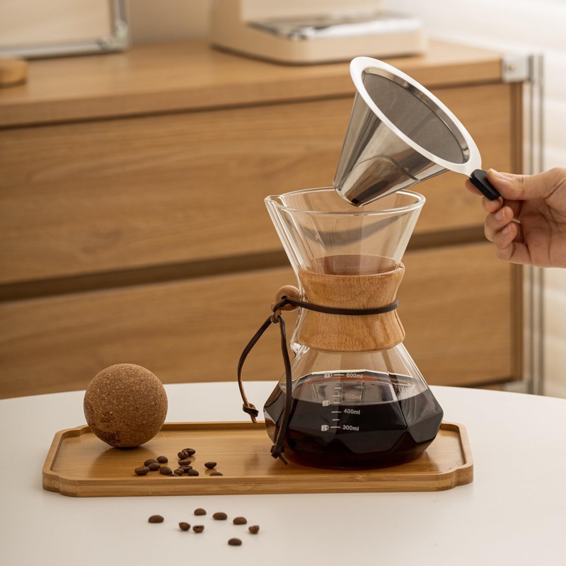 HYAXGM Pour Over Coffee Maker With Wood Sleeve，27oz/800mlPour Over Coffee