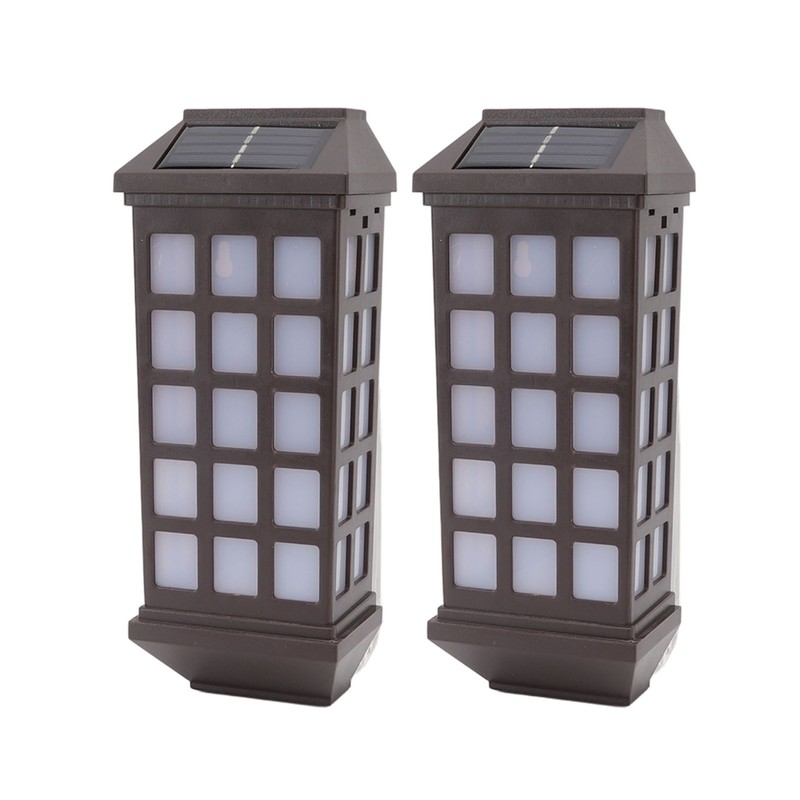 2 Sets Solar Wall Sconce LED White Light Intelligent Control