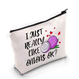 VAMSII Onion Lover Gift I Just Really Like Onions OK Makeup Bag Onion Design Cosmetic Bag Vegetable Lover Gift (eally Like Onions OK M)