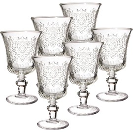 La Rochere Amboise Stemmed Drinking Glasses Set of 6 – Water, Juice, or Wine Glasses – Dishwasher-Safe Cocktail Glasses – Embossed, Elegant Glassware Sets – Sturdy Glass Cups Set (9 oz)
