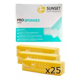 Sunset Gasas Absorbentes Caja Con 25 Paquetes 2x2