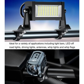 BRCOVAN Light Bar Mounts 2PCS, Aluminum Alloy Off-Road LED Light Mounting Bracket, Fit for Round Rails 0.75" / 0.875'' / 1" / 1.125'' /1.26" / 1.375'' in Diameter, for Motorcycle ATV UTV Boat Truck