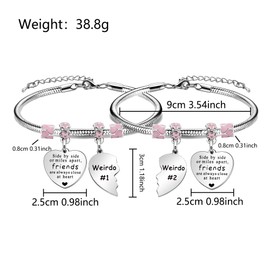 Best Friends Gift For Women,Reminder Friendship Silver Pendant Bracelet Adjustable Jewellery For BFF Bestie Sisters Colleague Birthday Christmas Graduation Bracelet Gift (Side By Side Friends)