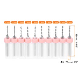 sourcing map 10pcs PCB Drill Bit Set 1/8" Shank 1.3mm Tungsten Carbide Micro Twist Drill Bits Tools for Print Circuit Board Jewelry Plastic Wood Soft Metal