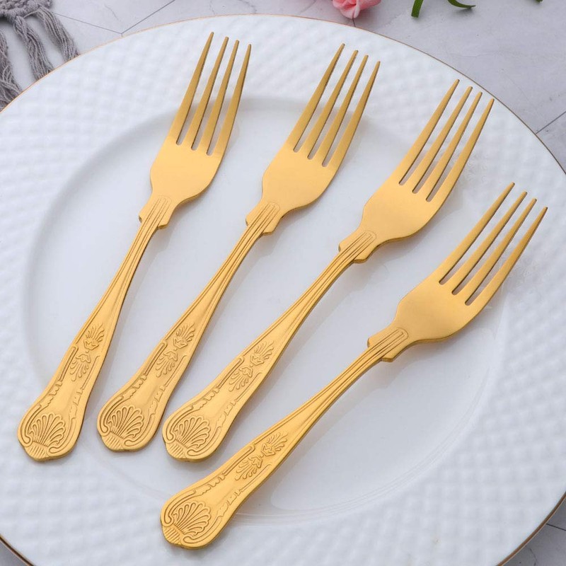 Buyer Star King Dessert Forks, Stainless Steel Gold Fork Set
