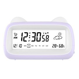 SUIOPPYUW Transparent Multi Functional Intelligent Electronic Alarm Clock for Checking Calendar ABS Creative Cat Alarm Clock Desk