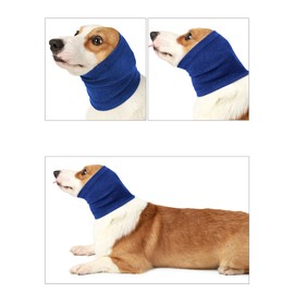 MeiAOBest Dog Warm Neck and Ears Covers for Noise Protection Pet Knit Snood Headwear Hoodie Anti-Anxiety Bathing Grooming Reducing Noise (blue, S)