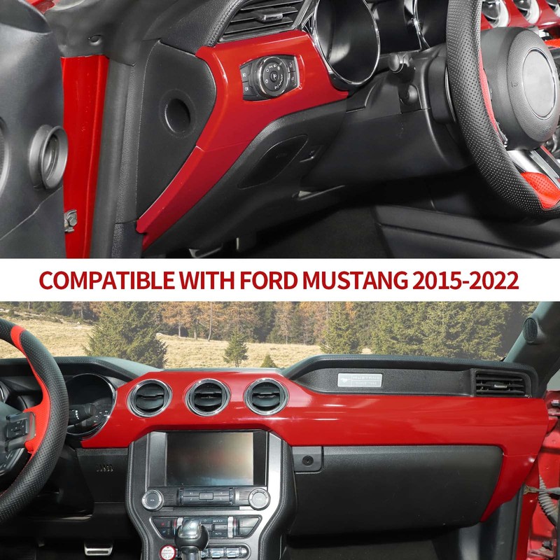 CheroCar for Mustang Center Console Dashboard Panel Trim Cover Kit