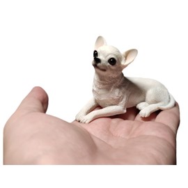 TALKLEK 1Pcs 2 inches Mini Resin Chihuahua Figurine Gifts, Mini Dog Memorial Gifts, Dog Figurines, Car Decor, Collectible Chihuahua Statue Figure Sculpture, Gifts for Chihuahua Lover (White)